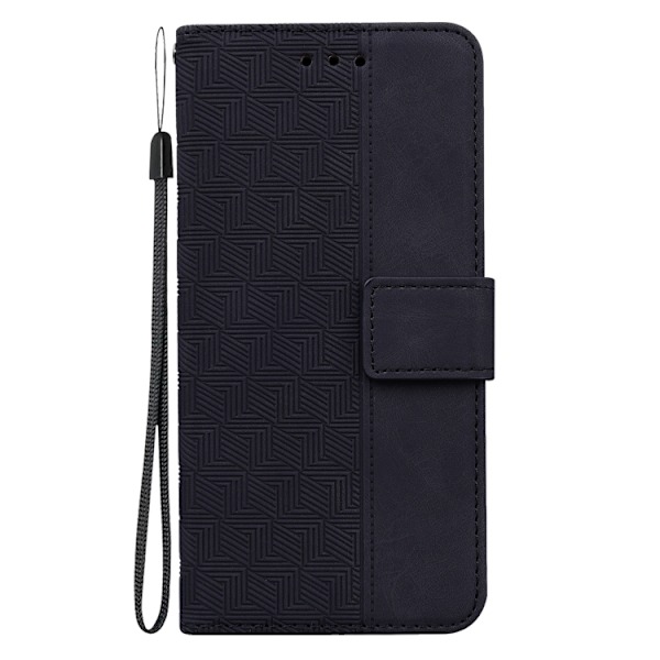 iPhone 14 Pro Max Fodral Geometrisk Läder Svart