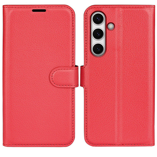 Samsung Galaxy S24 FE Fodral Litchi Läder Textur Röd