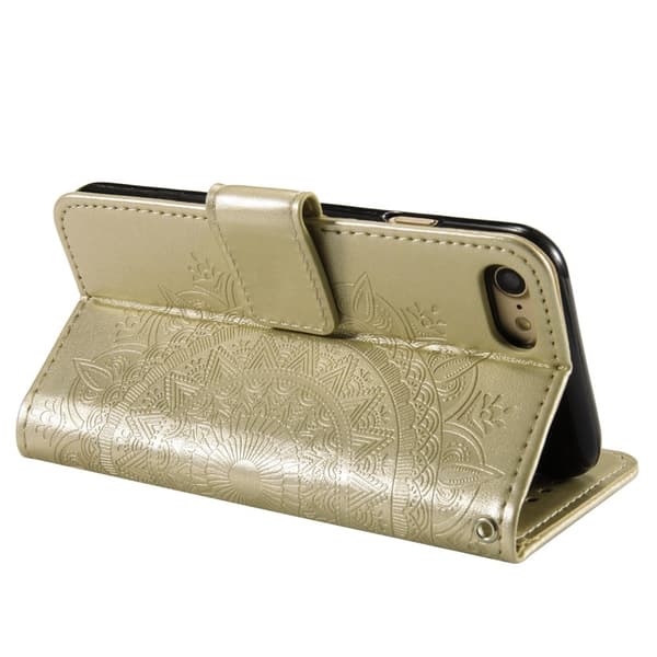 iPhone 17e / 16e Fodral Mandala Läder Guld