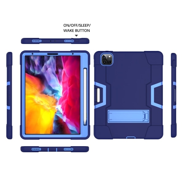 iPad Pro 12.9 (2020/2021) - Shockproof Skal Med Kickstand - Mörk Blå/Blå Mörk Blå/Blå