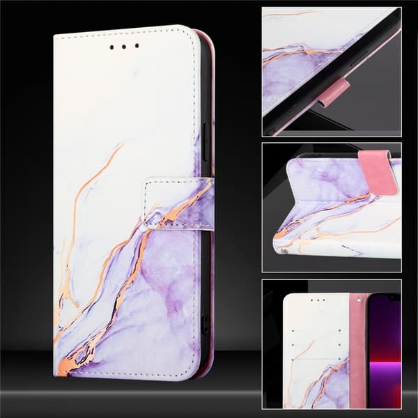 Google Pixel 10/10 Pro / 9/9 Pro Fodral Marmor Vit / Lila