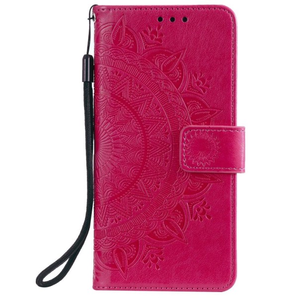 iPhone 13 Pro - Mandala Läder Fodral - Rosa/Röd