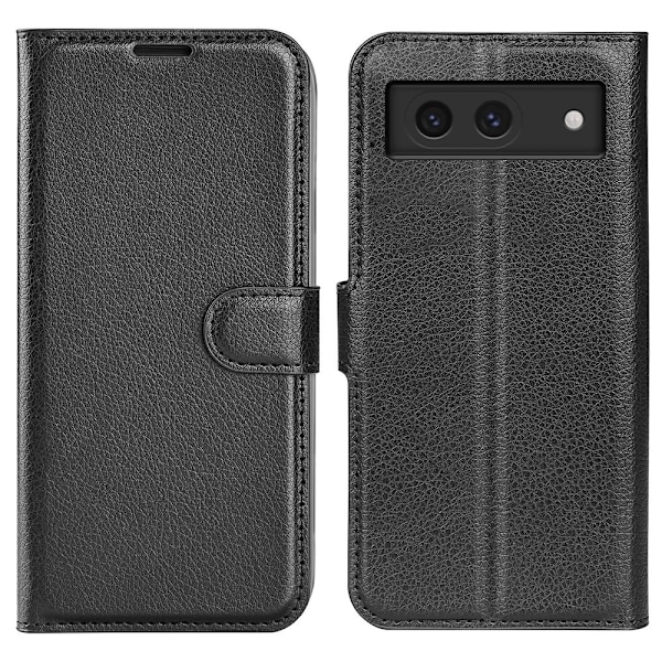 Google Pixel 8A Litchi Läder Fodral Svart