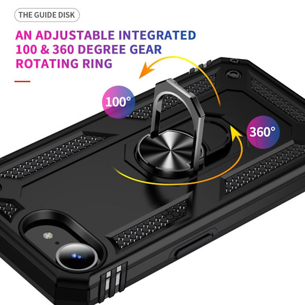iPhone 17e / 16e Skal Shockproof Hybrid Ring Svart