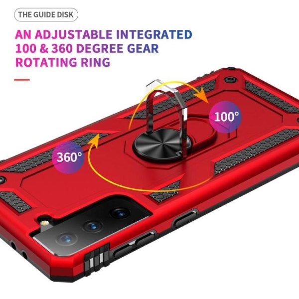 Samsung Galaxy S21 FE Skal Shockproof Hybrid Ring Röd