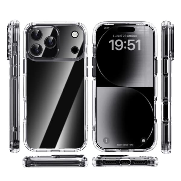 IPAKY iPhone 17 Pro Max Skal Shockproof Transparent / Svart