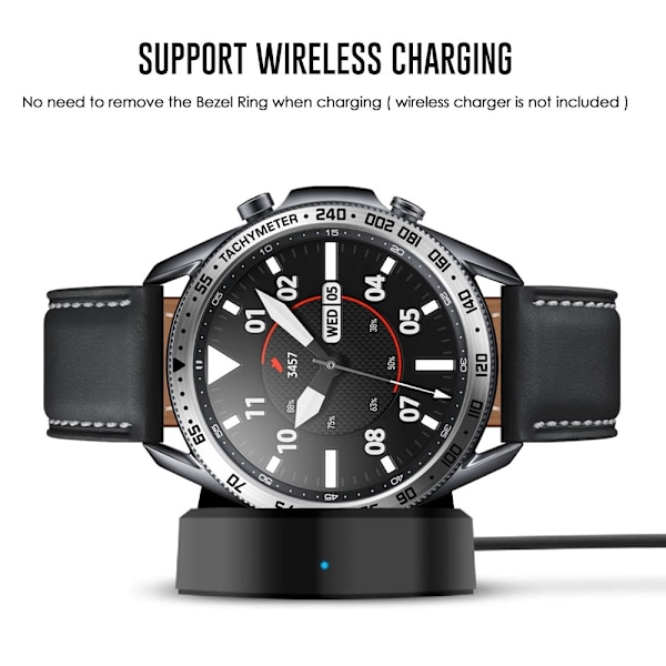 Bezel Skyddande Ring Galaxy Watch3 45mm - Silver/Svart Silver/Svart Silver/Svart
