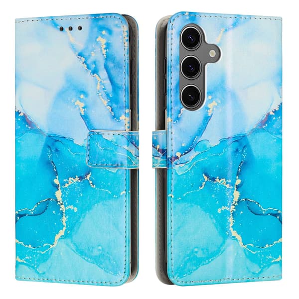 Samsung Galaxy A57 5G Fodral Läder Marmor Blå / Grön