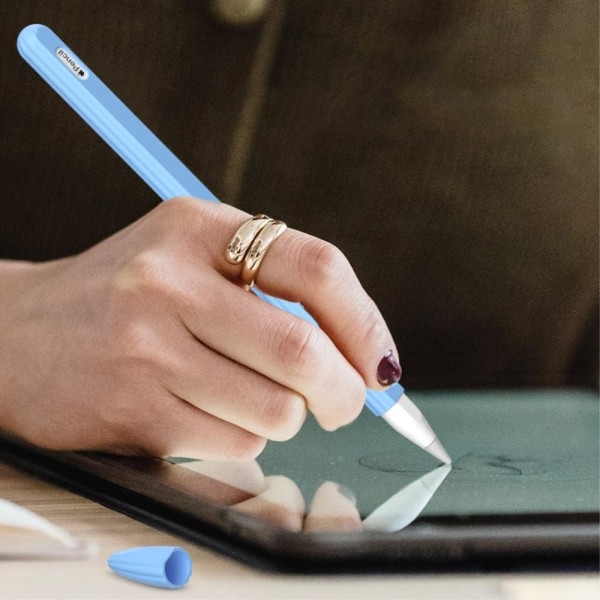 Apple Pen 2 Skal Liquid Silikon Anti-Slip Mörk Blå