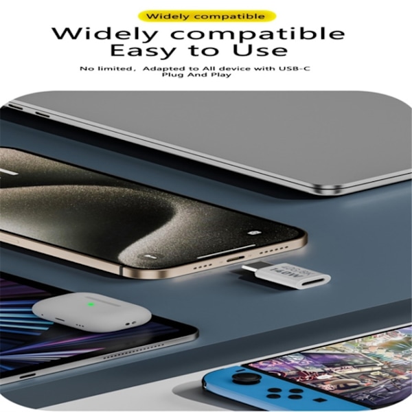 140W USB 3.1 USB-C Hane till USB-C Hona Adapter 8K 40Gbps Vit