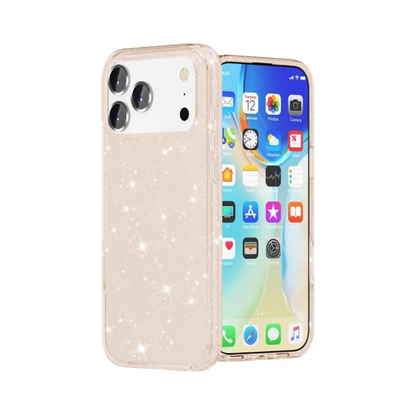 iPhone 17 Pro/18 Pro Skal Hybrid Glitter Guld