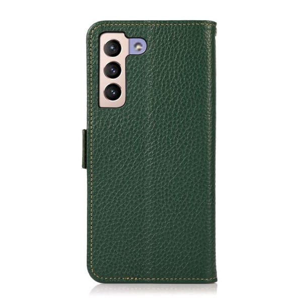 KHAZNEH Samsung Galaxy S22 Fodral RFID Litchi Äkta Läder Grön