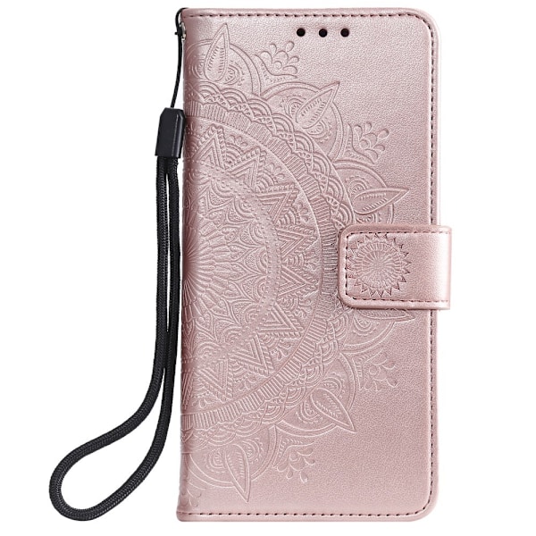 iPhone 13 - Tryckt Mandala Läder Fodral - Roséguld