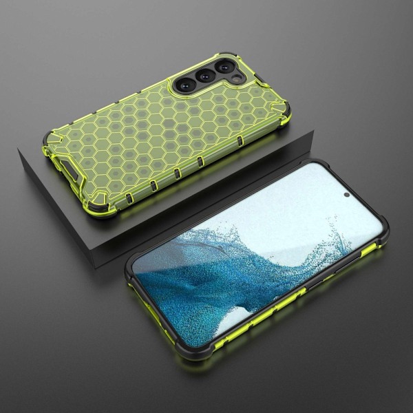 Samsung Galaxy S23 Skal Shockproof Honeycomb Textur Grön