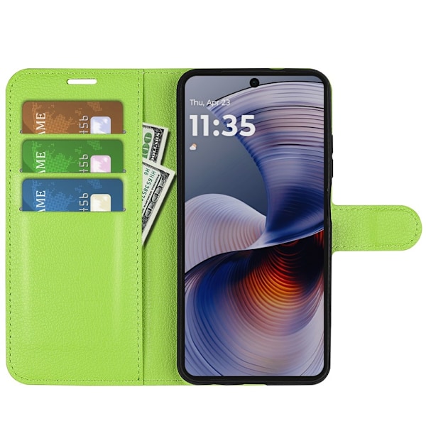 Motorola Moto G55 5G Fodral Litchi Läder Grön