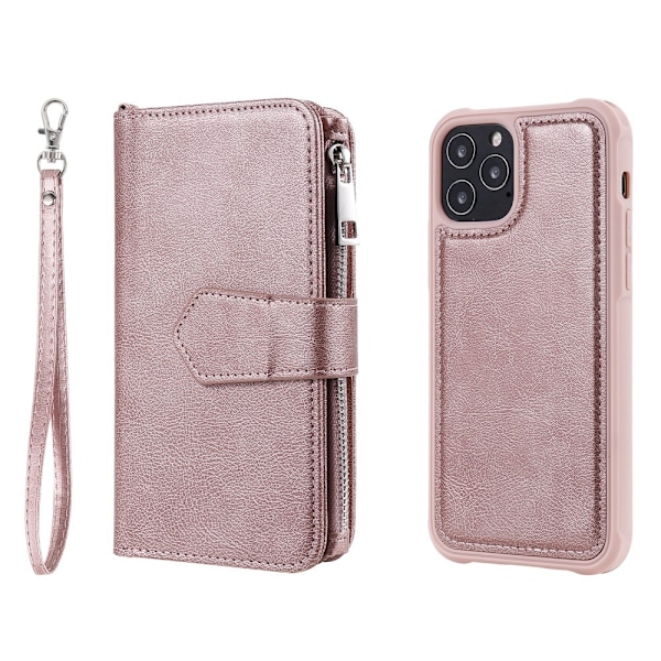 iPhone 12 / 12 Pro - 2in1 Magnet Skal / Plånboksfodral - Roséguld Roséguld Roséguld