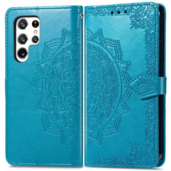 Samsung Galaxy S22 Ultra Fodral Mandala Flower Blå