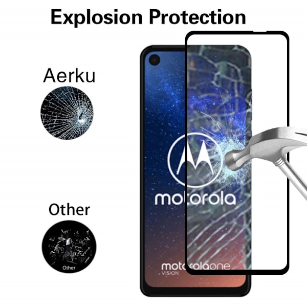 Motorola One Vision - 2-Pack härdat glas - Heltäckande skärmskydd