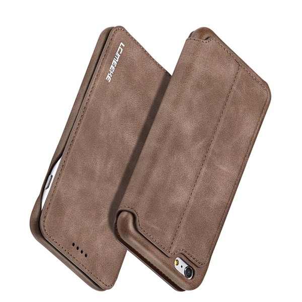 iPhone 6/6S - LC.IMEEKE Retro Läder Fodral - Brun Brown Brun
