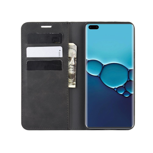 Huawei P40 - Silkeslent Plånboksfodral - Svart Black Svart