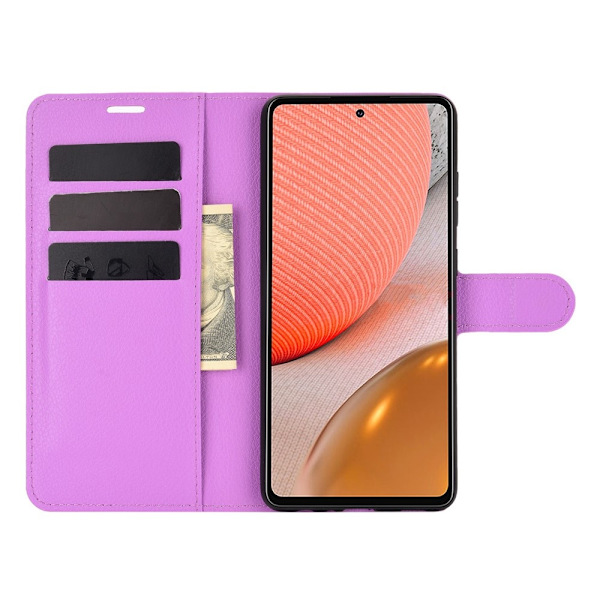 Samsung Galaxy A72 - Litchi Läder Fodral - Lila Purple Lila