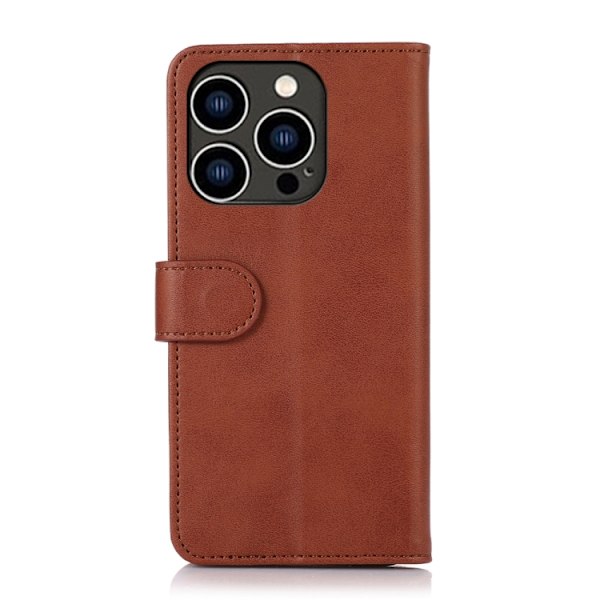 iPhone 14 Pro Fodral Läder Klassisk Textur Brun