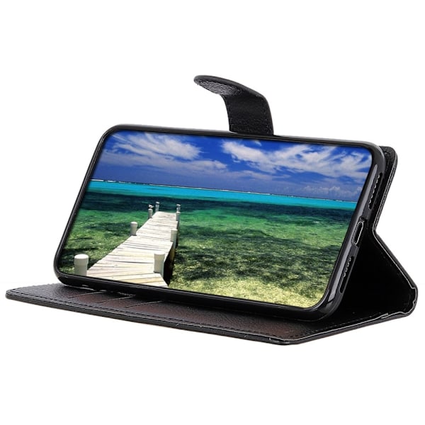 Galaxy S25 Plus / S24 Plus Fodral Litchi Läder Svart