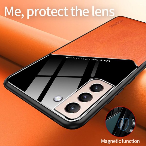 Samsung Galaxy S21 Plus - Hybrid Skal Med Inbyggd Magnetplatta - Orange Orange