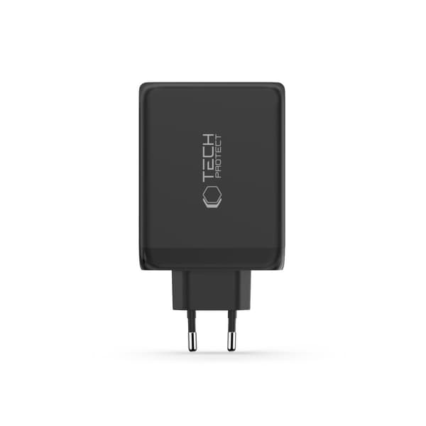 Tech-Protect 200W Väggladdare PD QC3.0 USB-C / USB-A Svart