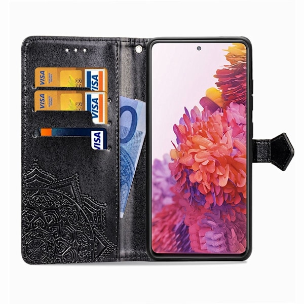 Samsung Galaxy S20 FE - Mandala Läder Fodral - Svart Black Svart