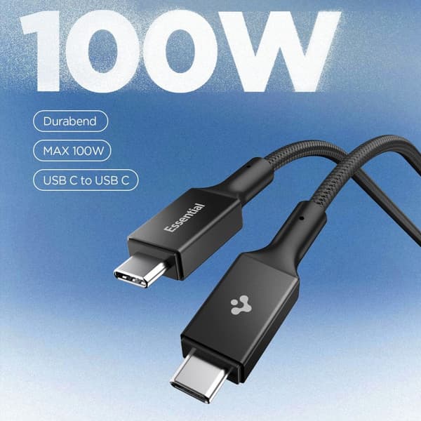 Spigen 1m 100W USB-C - USB-C Kabel Essential Svart