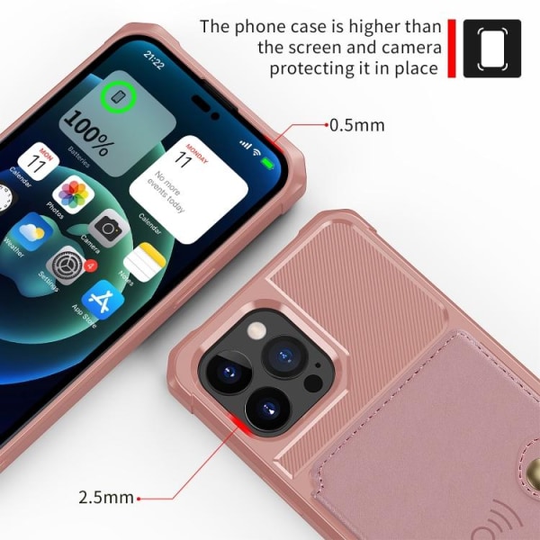 iPhone 14 Pro Skal Med Plånboksfunktion Roséguld