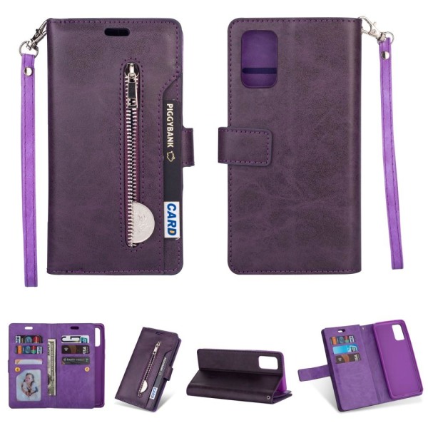 Samsung Galaxy A72 - Multifunktionellt Läder Fodral - Lila Purple Lila