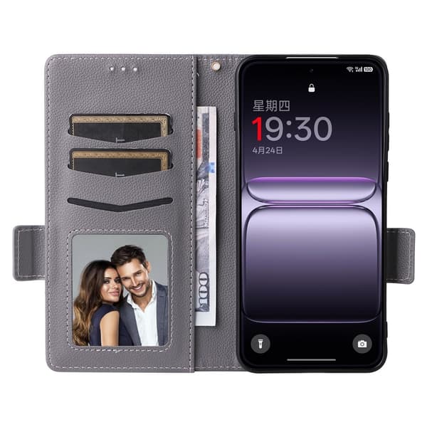 OnePlus Nord 5 5G Fodral Litchi Läder Grå