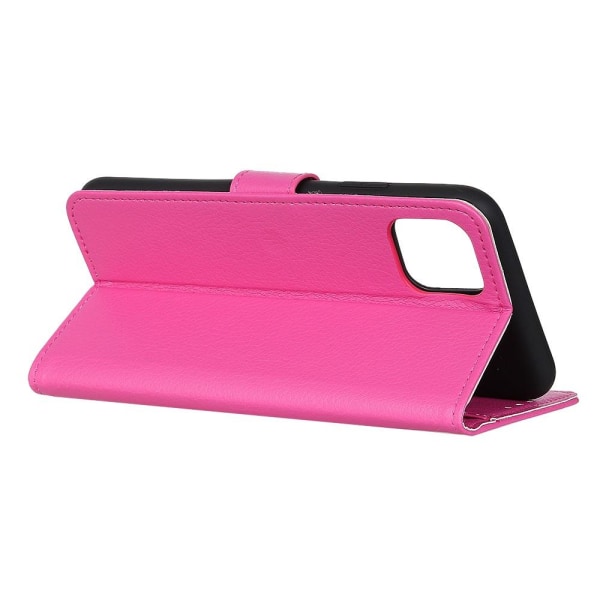 iPhone 11 Pro Max - Plånboksfodral Litchi - Rosa Pink Rosa