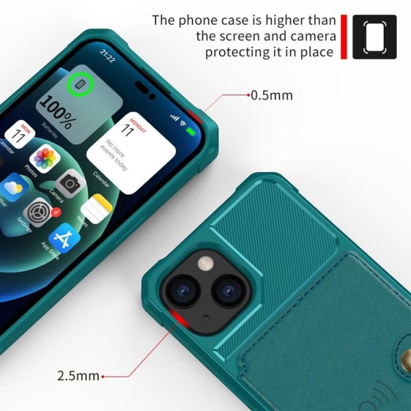 iPhone 14 Plus Skal Med Magnetiskt Plånbok Grön