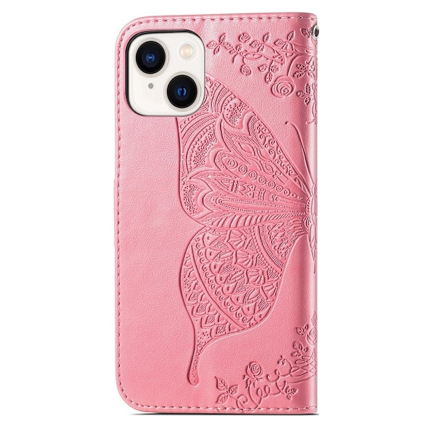 iPhone 15 Plus Fodral Med Fjäril Tryck Rosa