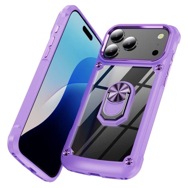 iPhone 18 Pro/17 Pro Skal Shockproof Ring Hybrid Svart