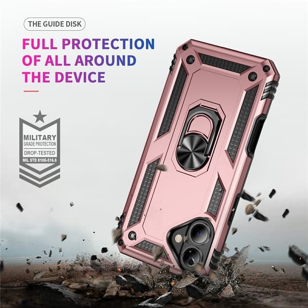iPhone 17 Skal Shockproof Hybrid Ring Roséguld