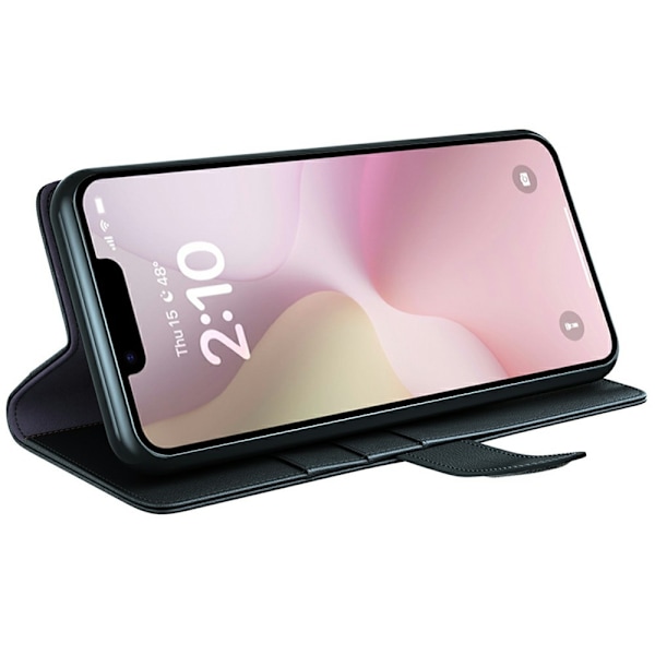 iPhone 16e Fodral Premium Äkta Läder Svart