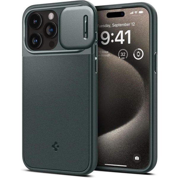 Spigen iPhone 15 Pro Max Skal MagSafe Optik Armor Abyss Green