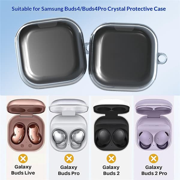 Galaxy Buds 4/4 Pro Skal Med Karbinhake TPU Transparent