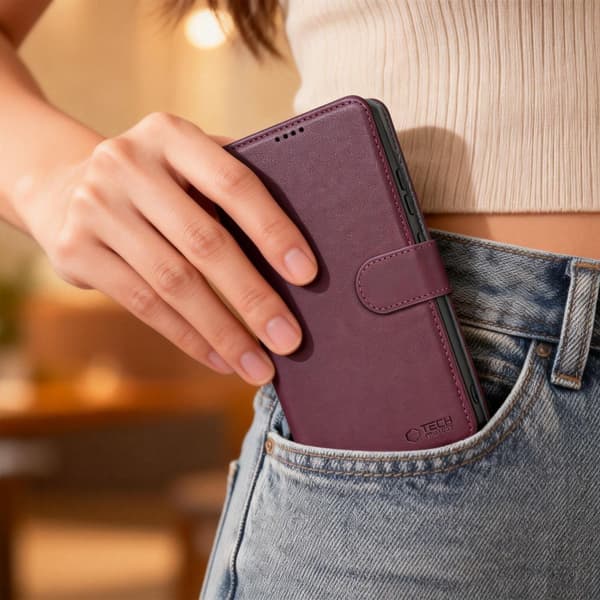 Tech-Protect Galaxy A37 / A36 / A56 Fodral Läder Mulberry