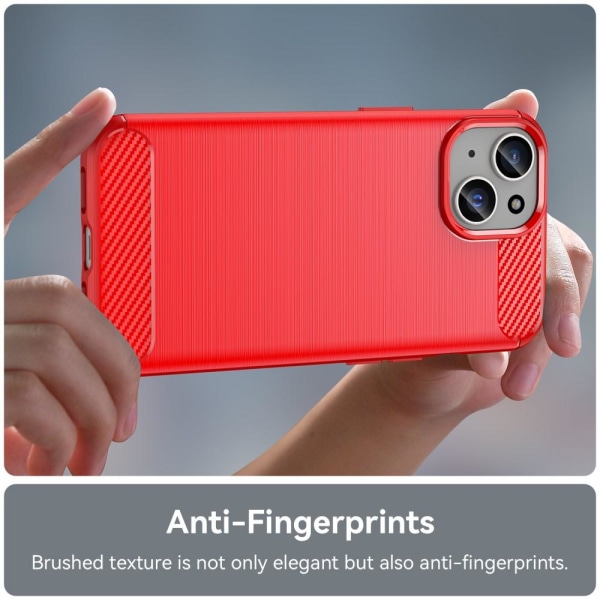 iPhone 15 Plus Skal Borstad Stål Textur Röd