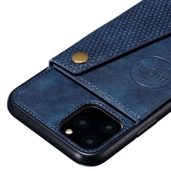 iPhone 12 Pro Max - Läder Skal Med Kortfack Och Magnet - Blå Blue Blå