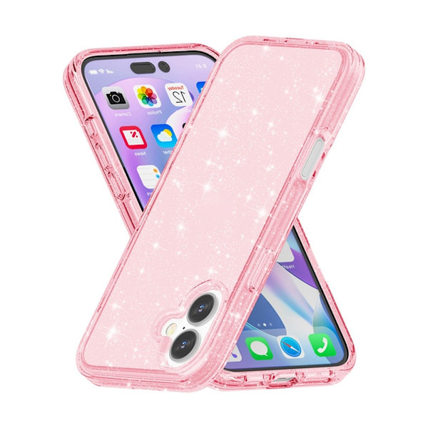 iPhone 17 Skal Hybrid Glitter Rosa