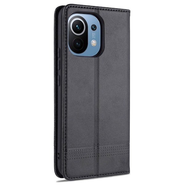 Xiaomi Mi 11 - AZNS Läder Flip Fodral - Svart Black Svart