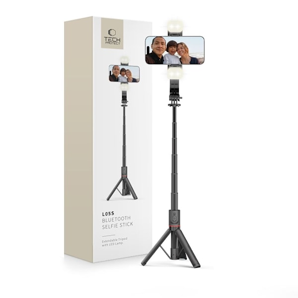 Tech-Protect Bluetooth Selfie Stick Tripod Med Led Light Svart