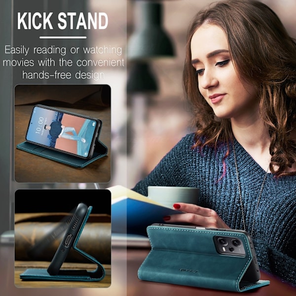 CASEME Xiaomi Redmi Note 12 Pro 5G Fodral Retro Flip Läder Blå