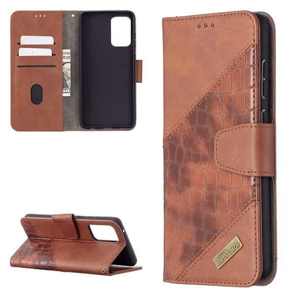 Samsung Galaxy A72 - Krokodil Läder Fodral - Brun Brown Brun
